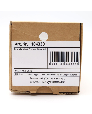 Max Systems GmbH Drucklaminat 104330 OVP