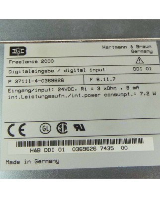 Hartmann & Braun ABB Freelance 2000 Digital Input Module DDI 01 GEB