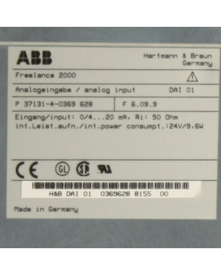Hartmann & Braun ABB Freelance 2000 Analog Input Module DAI 01 GEB