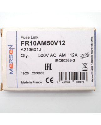 Mersen Sicherungseinsatz FR10AM50V12 A213601J 12A (9Stk.) OVP