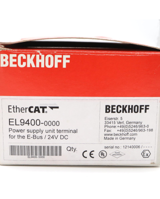 Beckhoff Netzteilklemme EL9400 (2Stk.) OVP