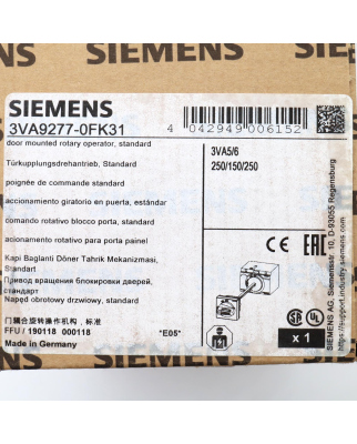 Siemens Türkupplungsdrehantrieb 3VA9277-0FK31 OVP