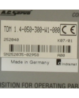 INDRAMAT AC Servo Controller TDM 1.4-050-300-W1-000 OVP