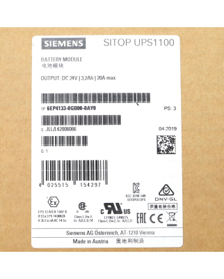 Simatic SITOP UPS1100 Batteriemodul 6EP4133-0GB00-0AY0 OVP