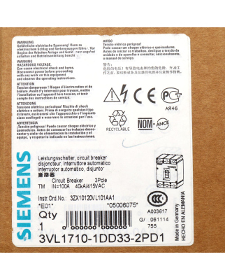 Siemens Leistungsschalter 3VL1710-1DD33-2PD1 OVP