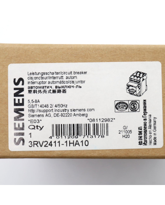 Siemens Leistungsschalter 3RV2411-1HA10 OVP