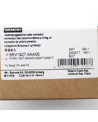 Siemens Verbindungsstecker 3RV1927-5AA00 (5Stk.) OVP