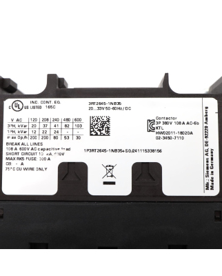 Siemens Kondensatorschütz 3RT2645-1NB35 GEB