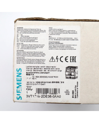 Siemens Lasttrennschalter 3VT1716-2DE36-0AA0 OVP