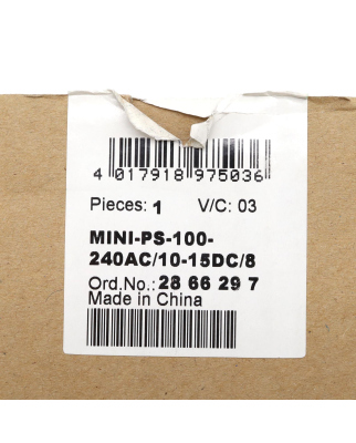Phoenix Contact Stromversorgung MINI-PS-100-240AC/10-15DC/8 2866297 OVP