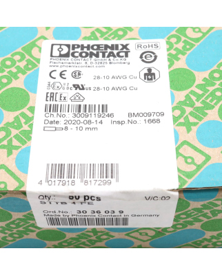 Phoenix Contact Schutzleiter-Doppelstockklemme STTB 4-PE 3036039 (50Stk.) OVP