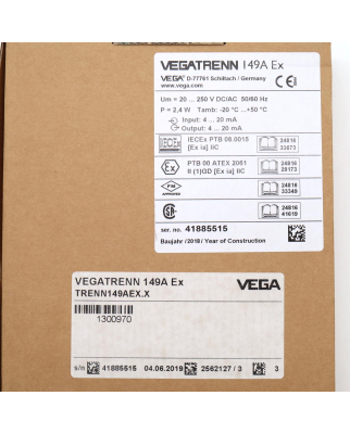 VEGA Speisetrenner VEGATRENN 149A Ex TRENN149AEX.X OVP