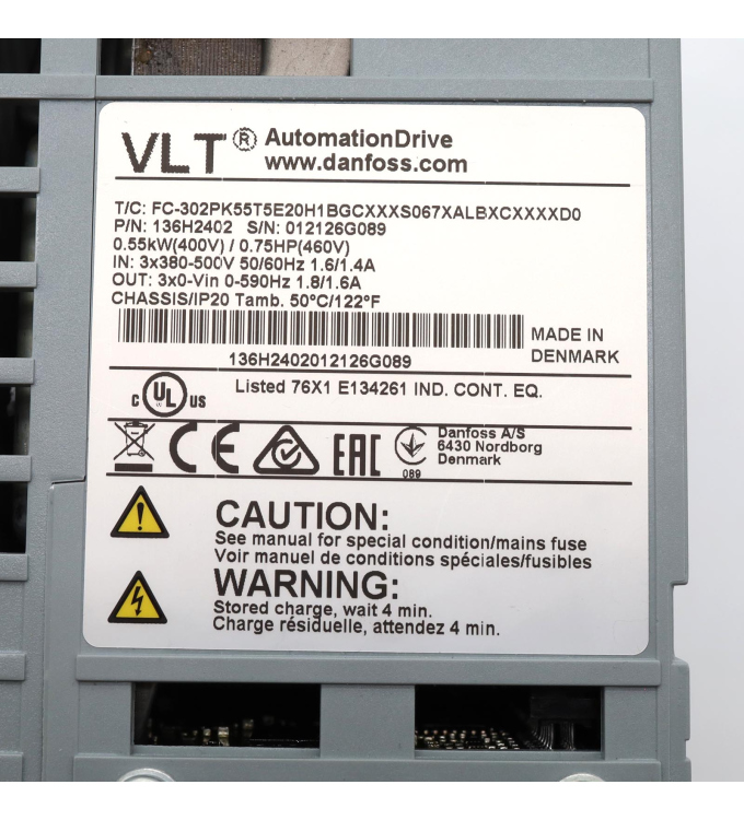 Danfoss Frequenzumrichter FC-302PK55T5E20H1BGCXXXS067XALBXCXXXXD0 136H2402 NOV