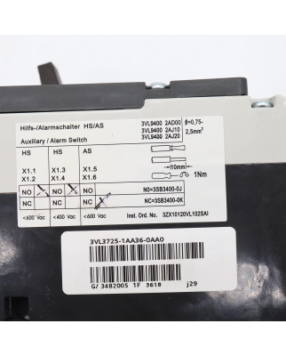 Siemens Leistungsschalter 3VL2725-1AE33-0AD1 GEB