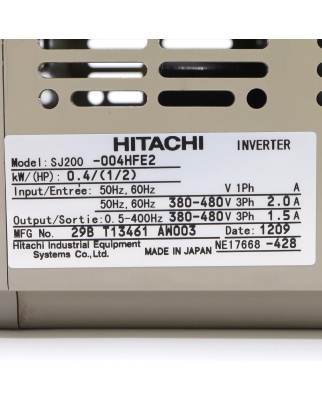 Hitachi Frequenzumrichter SJ200-004HFE2 GEB