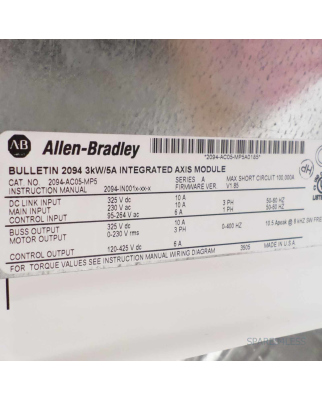 Allen Bradley Servo Controller Kinetix 6000 2094-AC05-MP5 OVP
