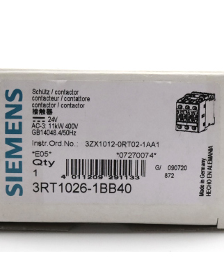 Siemens Schütz 3RT1026-1BB40 OVP