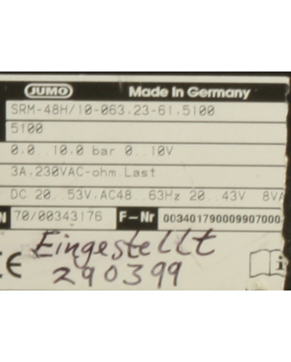 JUMO Dicon SM Kompaktregler SRM-48/10-063,23-61,5100 GEB