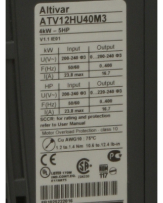 Schneider Electric Frequenzumrichter Altivar ATV12HU40M3 4kW GEB