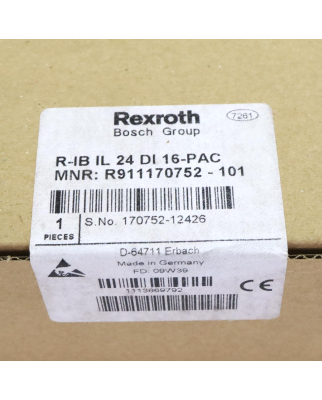 Rexroth Inline Eingabeklemme R-IB IL 24 DI 16-PAC MNR: R911170752-101 SIE