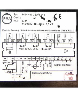 PMA GmbH Temperaturregler KS50 9404 407 72002-011 NOV