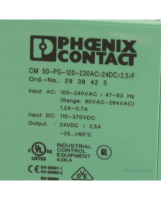 Phoenix Contact Power Supply CM 50-PS-120-230AC/24DC/2,5/F GEB