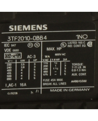 Siemens Schütz 3TF2010-0BB4 GEB