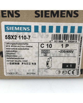 Siemens Leitungsschutzschalter 5SX2110-7 OVP