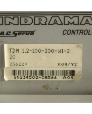 INDRAMAT AC Servo Controller TDM 1.2-100-300-W1-220 GEB