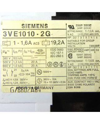 Siemens Leistungsschalter 3VE1010-2G GEB