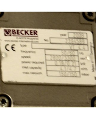 Becker Drehschieber-Vakuumpumpe VT4.4 150/150 mbar GEB