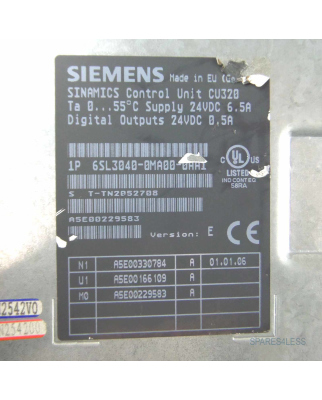 Sinamics Control Unit CU320 6SL3040-0MA00-0AA1 Vers.E #K2 GEB