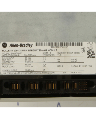 Allen Bradley Servo Controller Kinetix 6000 2094-AC05-MP5 Ser.A 3kW GEB