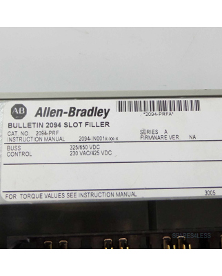 Allen Bradley Servo Slot Filler Kinetix 6000 2094-PRF Ser.A GEB