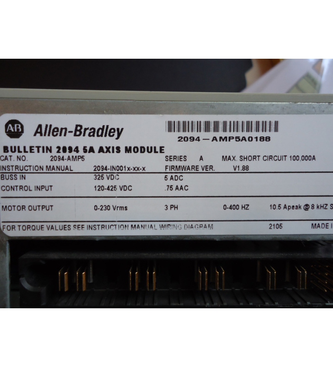Allen Bradley Servo Controller Kinetix 6000 2094-AMP5 Ser.A V1.88 GEB