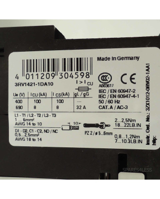 Siemens Leistungsschalter 3RV1421-1AA10 GEB