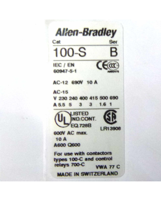 Allen Bradley Schütz 100S-C30ZJ14C SER.C GEB