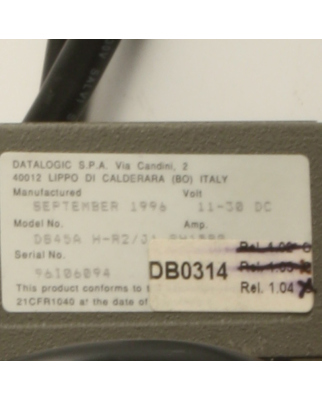 DATALOGIC Barcode Scanner DS45A DS45A H-R2/J1 SH15820  GEB
