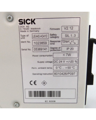 SICK Sicherheits-Steuerung UE440-A0410 1023859 V2.12 OVP