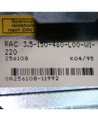 Rexroth Indramat Hauptspindel Antriebsregler RAC 3.5-150-460-L00-W1-220 GEB