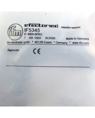 ifm efector induktiver Sensor IF5345 IF-3004-BPKG OVP