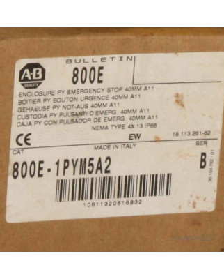 Allen Bradley Notausschalter 800E-1PYM5A2 Ser.B OVP