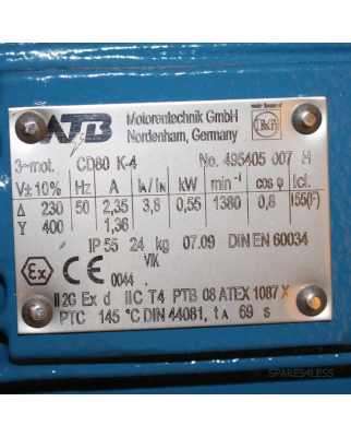 ATB Drehstrommotor CAR80 II2GExeII CD80 K-4 No.495405007H...