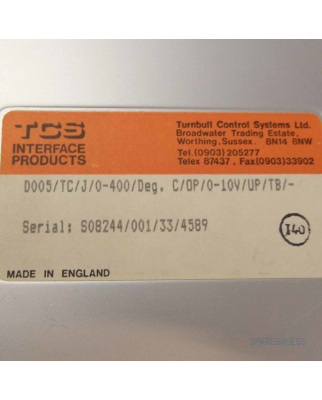 TCS Input Converter D005 D005/TC/J/0-400/Deg.C/OP/0-10V/UP/TB/- GEB