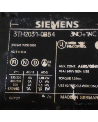 Siemens Schütz 3TF2031-0BB4 GEB