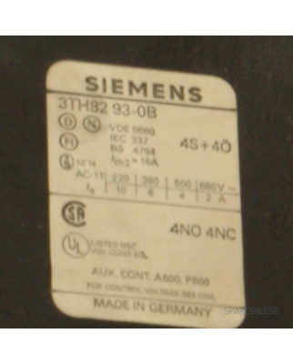 Siemens Schütz Hilfsschütz 3TH8293-0BB4 24V GEB