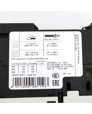 Siemens Leistungsschalter 3RV1021-1AA10 GEB