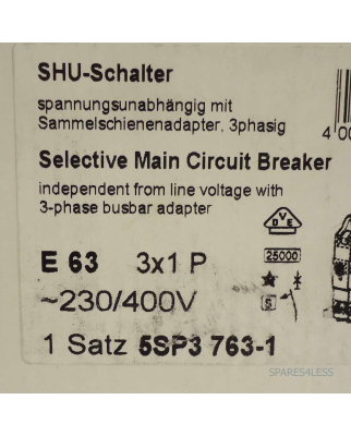 Siemens Haupt-Leitungsschutzschalter 5SP3 763-1 OVP
