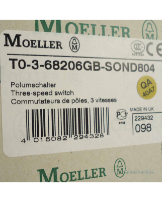 Klöckner Moeller Polumschalter T0-3-68206GB-SOND804 229432 OVP