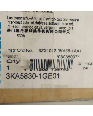 Siemens Lasttrennschalter m. Drehantrieb 3KA5830-1GE01 OVP
